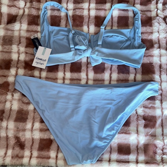 NWT Swimsuits for All Light Blue Ribbed Bikini Top (XL) and Bottom (1XL) - Picture 2 of 5